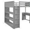 XIYUYEU Twin Size Loft Bed with Desk Wooden Bed Frame with Shelves, Drawer, Ladder, Guardrail - 3 of 4