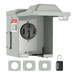 VEVOR 50 Amp RV Power Outlet Box, 125/250 Volt, Enclosed Lockable Outdoor RV Receptacle Box, NEMA 14-50R Weatherproof Electrical Panel, Gray - 1 of 4