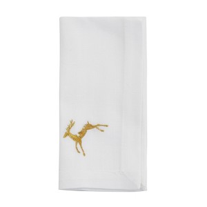 Saro Lifestyle Table Napkins With Embroidered Gold Reindeer Design (Set of 4) - 1 of 4