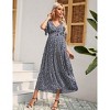 BLUEMING Maternity Dress for Women Summer Faux Wrap Highwaist Tiered Maxi Dress Circle Sleeve Flowy Tie Waist Surplice Dress - 2 of 4