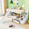 Whisen Twin over Twin Bunk Bed with Storage Staircase, Slide and Drawers, Desk with Drawers and Shelves - 2 of 4