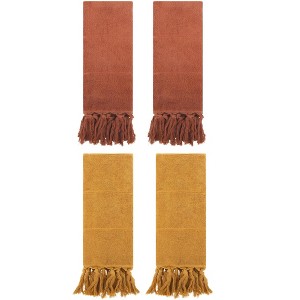 REGALWOVEN Solid Cotton Bathroom Hand Towel with Tassel 4 Pack - 1 of 4