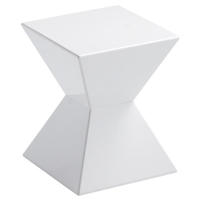 Rocco 13.5" Modern Fiberglass High Gloss End Table in White - Brant House