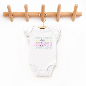 The Juniper Shop Pastel Happy Easter Stacked Baby Flutter Sleeve Bodysuit - 1 of 2