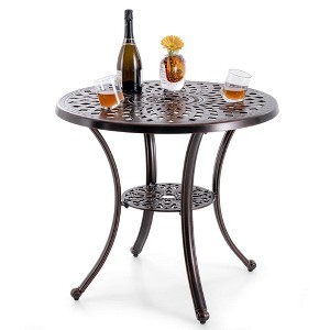 Tangkula 31 Inch Diameter Round Table Patio Cast Aluminum Table w/ Umbrella Hol - 1 of 4