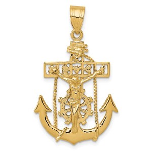 Black Bow Jewelry 14k Yellow Gold Polished Mariners Crucifix Cross Pendant - 1 of 4