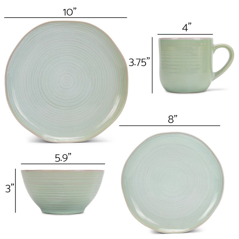 Elanze Designs Reactive Glaze Ceramic Stoneware Dinnerware 16 Piece Set - Service for 4, Seafoam Mint Green, 4 of 7