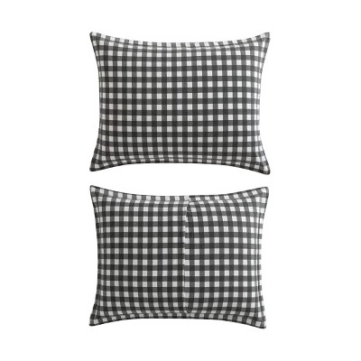 Full Gray Cotton Flannel Reversible Comforter Set with Shams