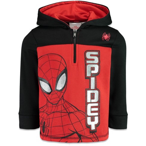  Spider-Man Miles Morales Toddler Boys Fleece Half Zip Hoodie  Black/Red 5T