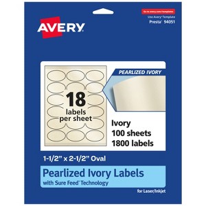 Avery Pearlized Ivory Oval Labels with Sure Feed Technology, 1.5" x 2.5" - 1 of 4