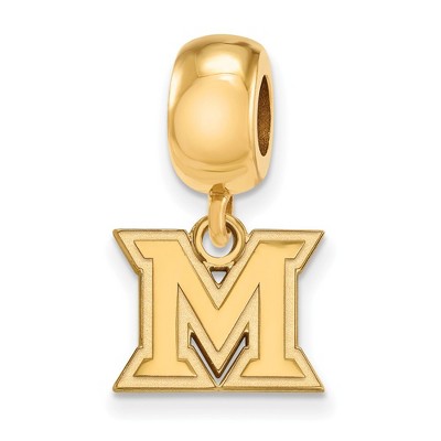 Black Bow Jewelry 14k Yellow Gold Plated Sterling Silver Miami Redhawks NCAA Bead Charm