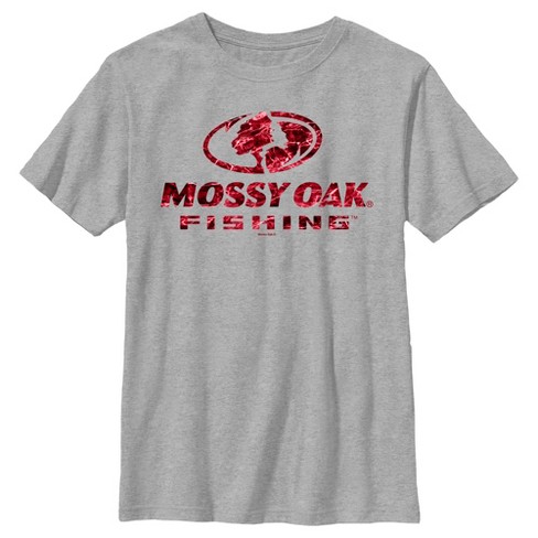 Boy's Mossy Oak Red Water Fishing Logo T-Shirt - Athletic Heather - Large