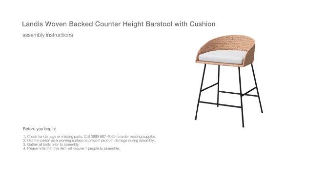 Landis Woven Backed Counter Height Barstool with Cushion - Threshold&#8482;, 2 of 15, play video