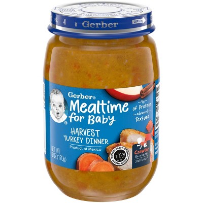 Gerber 3rd Food Glass Turkey Harvest Dinner Baby Meals - 6oz