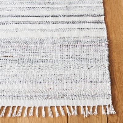 Ivory and Light Gray Handwoven Synthetic Area Rug 8' x 10'