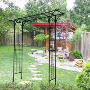 Osparple Cucumber Trellis L81.49"xW19.88"xH86.61" Pothos Plant Climber Support Rust-Proof Grape Trellis Garden Trellis Arch, Black - 1 of 4