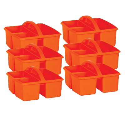 Teacher Created Resources Plastic Storage Caddy 9" x 9.25" x 5.25" Orange Pack of 6 (TCR20907-6) 