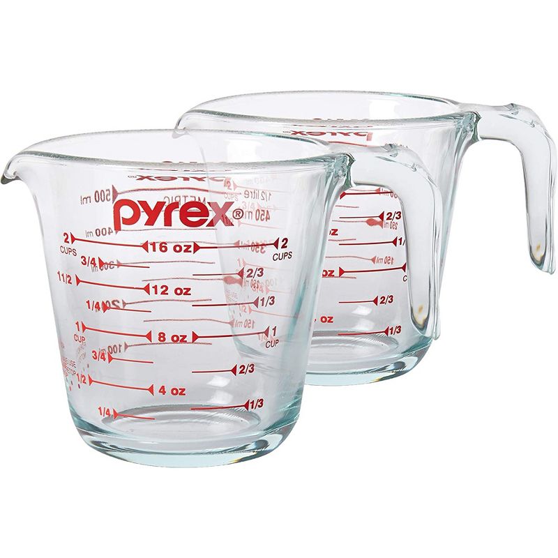 Pyrex -2 Cup Glass Measuring Cup, Clear (Pack of 2), 1 of 6