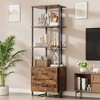 3 Tier Bookshelf with Storage Drawers,70.9 Inch Tall Industrial Book Shelf with Open Display Shelves,3 Shelf Bookcase with Metal Frame - 2 of 4