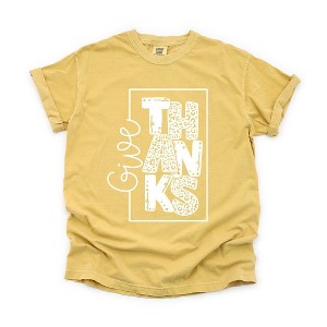 Simply Sage Market Women's Give Thanks Square Short Sleeve Garment Dyed Tee - 1 of 4