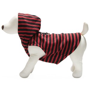 Gooby Design Pet Fleece Vest Hoodie, Medium, Red Stripe - 1 of 1