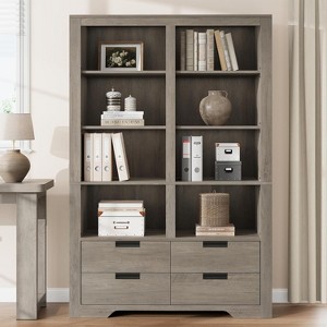 72" Tall Book Shelf with Storage, Farmhouse Floor Standing Bookcase,Book Shelf with 4 Drawers, for Bedrooms Home Offices - 1 of 4