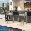 PURPLE LEAF Counter Height  Sunbrella Stools Set of 2 Modern Rattan Wicker with High Back Arms for Outdoor - 2 of 4
