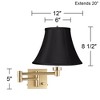 Barnes and Ivy Swing Arm Wall Lamp Warm Antique Brass Plug-In Light Fixture Black Fabric Bell Shade Bedroom Bedside Reading - 4 of 4