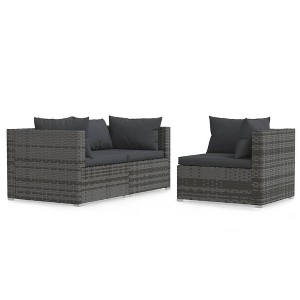 vidaXL Garden Lounge Set Gray PE rattan, powder-coated steel, plastic - 1 of 1