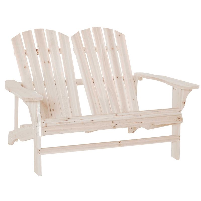 Outsunny Outdoor Adirondack Chair, Wooden Loveseat Bench, Lounger Armchair with Flat Back for Garden, Deck, Patio, Fire Pit, 1 of 11
