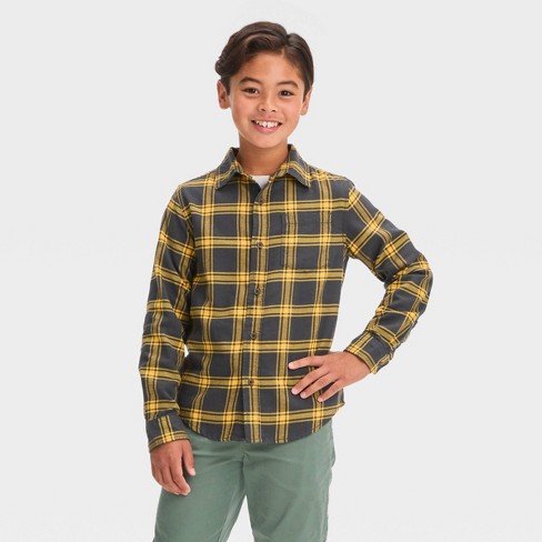 Yellow plaid cheap shirt boys