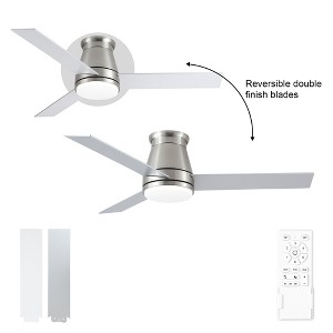 YUHAO 48 in. Indoor Modern Contemporary Plywood Blades Reversible DC Motor Low Profile Ceiling Fan with Light and Remote Control - 1 of 4
