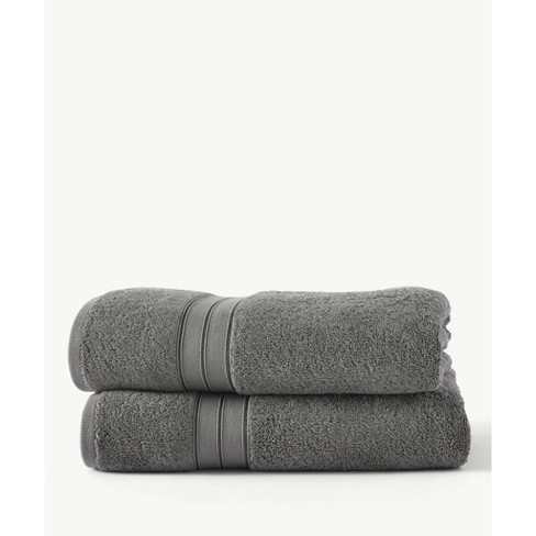 Gray Solid 100% Cotton Textured Bath Towel (Set of 4)