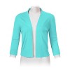 Women's 3/4 Sleeve Open Front Cropped Cardigan Sweater Lightweight Knit Short Shrugs Mint L - 3 of 4