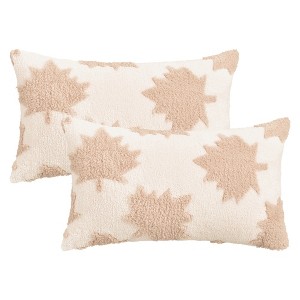 REGALWOVEN Pack of 2 Maple Leaf Jacquard Decorative Throw Pillow Covers Soft Cushion Cases for Couch Sofa Living Room - 1 of 4
