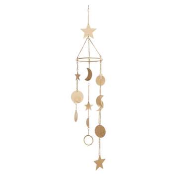 39" x 6.5" Iron Eclectic Moon and Stars Windchime Gold - Olivia & May