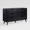 SKRAN 6-Drawer Cut-Out Handles Dresser, Wood Double Dresser, Storage Cabinet TV Stand with Sturdy Angled Legs for Living Room, Hallway (Black) - 3 of 4