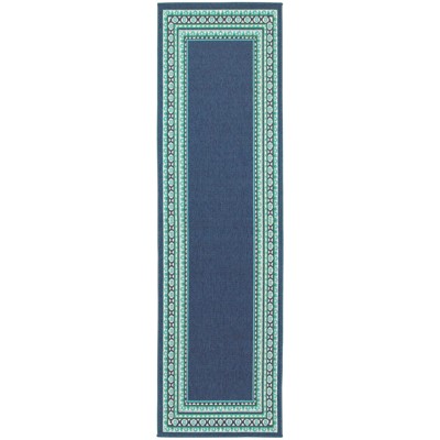 Oriental Weavers Meridian 9650B Navy/ Green Indoor/Outdoor Area Rug - 2'3" x 7'6"