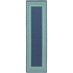 Oriental Weavers Meridian 9650B Navy/ Green Indoor/Outdoor Area Rug - 2'3" x 7'6" - 1 of 4