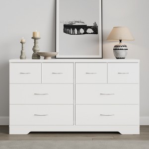 Heynemo Large 8 Drawer Dresser for Bedroom, 55" Wide Modern Chest of Drawers, Dresser TV Stand with Metal Handle, Wood Drawer Organizer, White - 1 of 4