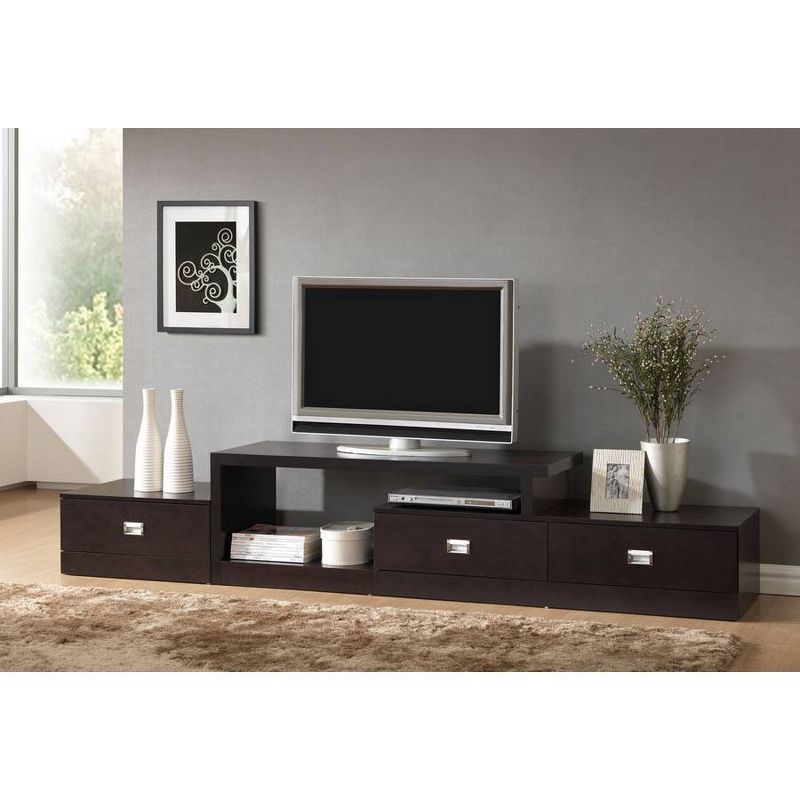 Marconi Asymmetrical Modern TV Stand for TVs up to 70&#34; Brown - Baxton Studio, 4 of 5