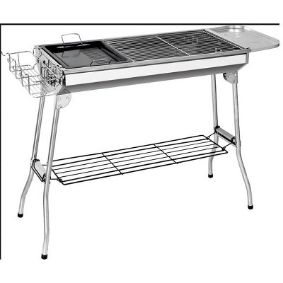 Portable Stainless Steel Charcoal Hibachi Grill with Shelves
