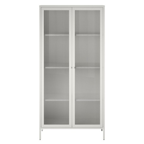 Shadwick 2 Door Tall Metal Locker Style Storage Cabinet-fluted Glass Doors, White : Target