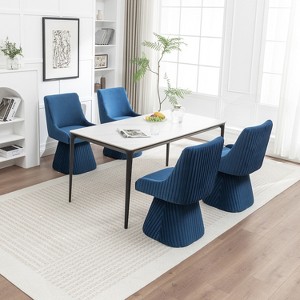 SEYNAR Modern Velvet 360 Degree Swivel Armless Dining chair Set of 4 - 1 of 4