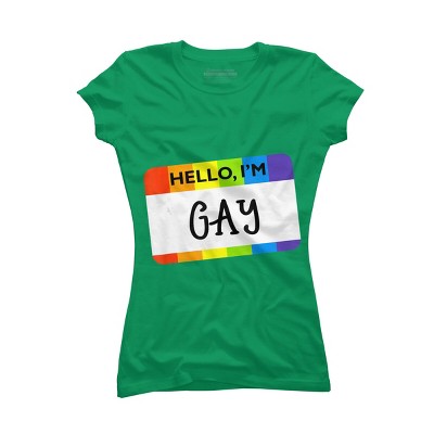 Adult Design By Humans Hello I'm Name Tag Rainbow Pride By MINHMINH T-Shirt