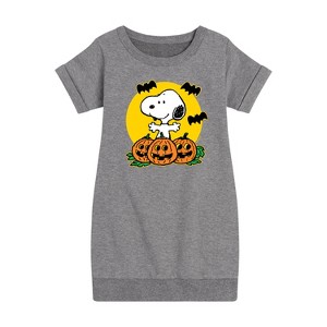 - Peanuts - Snoopy Pumpkin Patch Graphic Short Sleeve Fleece Dress - 1 of 4