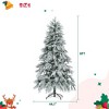 6FT/7.5FT Pre-Lit Snow Flocked Christmas Tree, Artificial Tree with Branch Tips and Multi-Color LED Lights, White+Green-ModernLuxe - 3 of 4