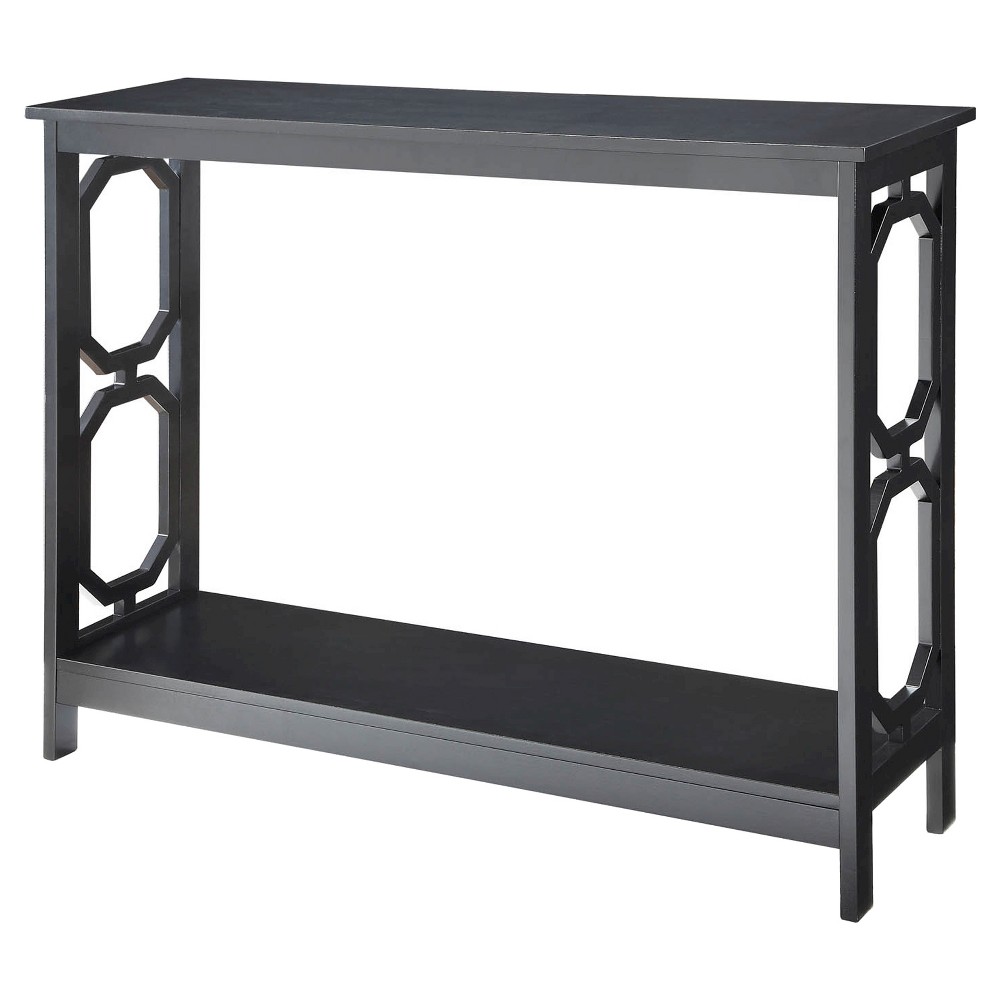Omega Console Table with Shelf Black - Breighton Home: Stylish MDF Entryway Furniture, Octagon Cut-Outs, Two-Tier Display