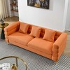 AENKYO 81" Oversized 3-Seater Sofa, Modern Teddy Fabric for Living Room, Comfortable Deep Seating Sleep Sofa, Orange - 2 of 4