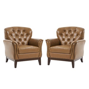 Dermot traditional genuine leather chair Set of 2| HULALA HOME - 1 of 4